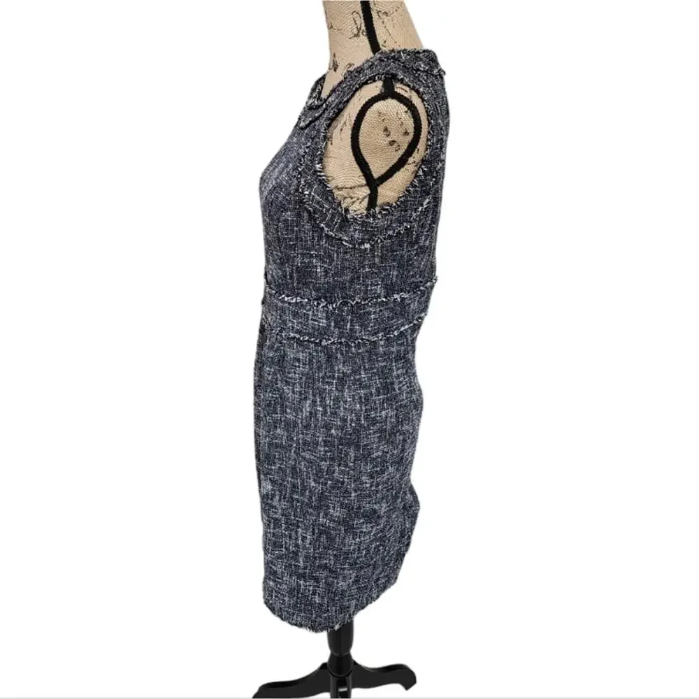 Michael Kors‎ Academia Tweed Dress Navy Blue Size 4 Career Work Shift sleeveless